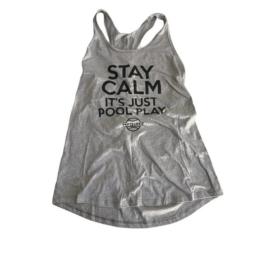 STAY CALM WOMEN GRAY RACERBACK