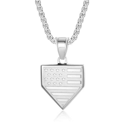 Home Plate Flag Necklace (Stainless Steel or Black)